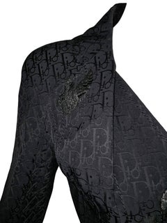 S/S 2005 Christian Dior Negro Monograma Bordado "Bar" Traje Chaqueta XS/S