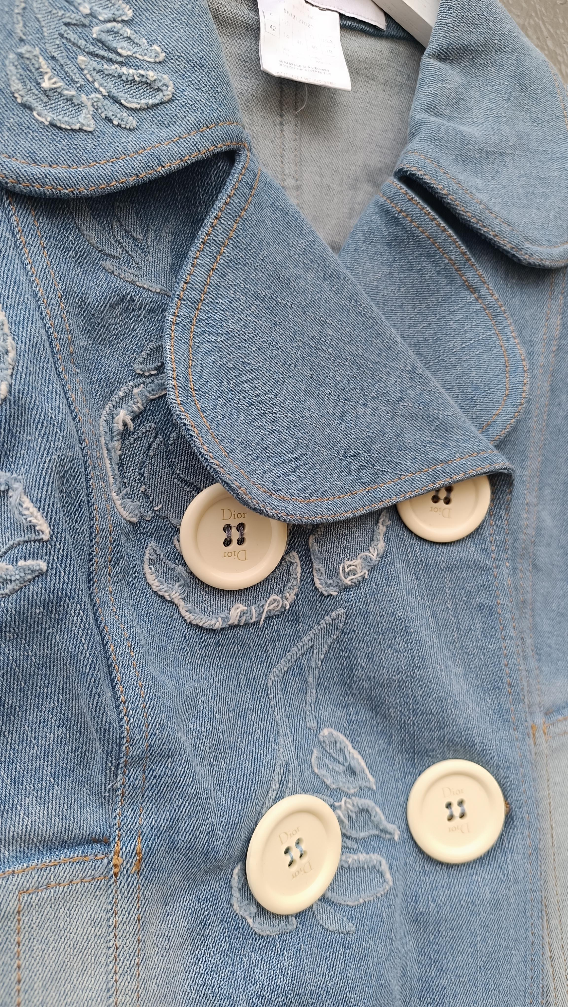 Gray SS 2005 Christian Dior & Galliano denim jacket SZ 42 FR US 10 46 IT For Sale