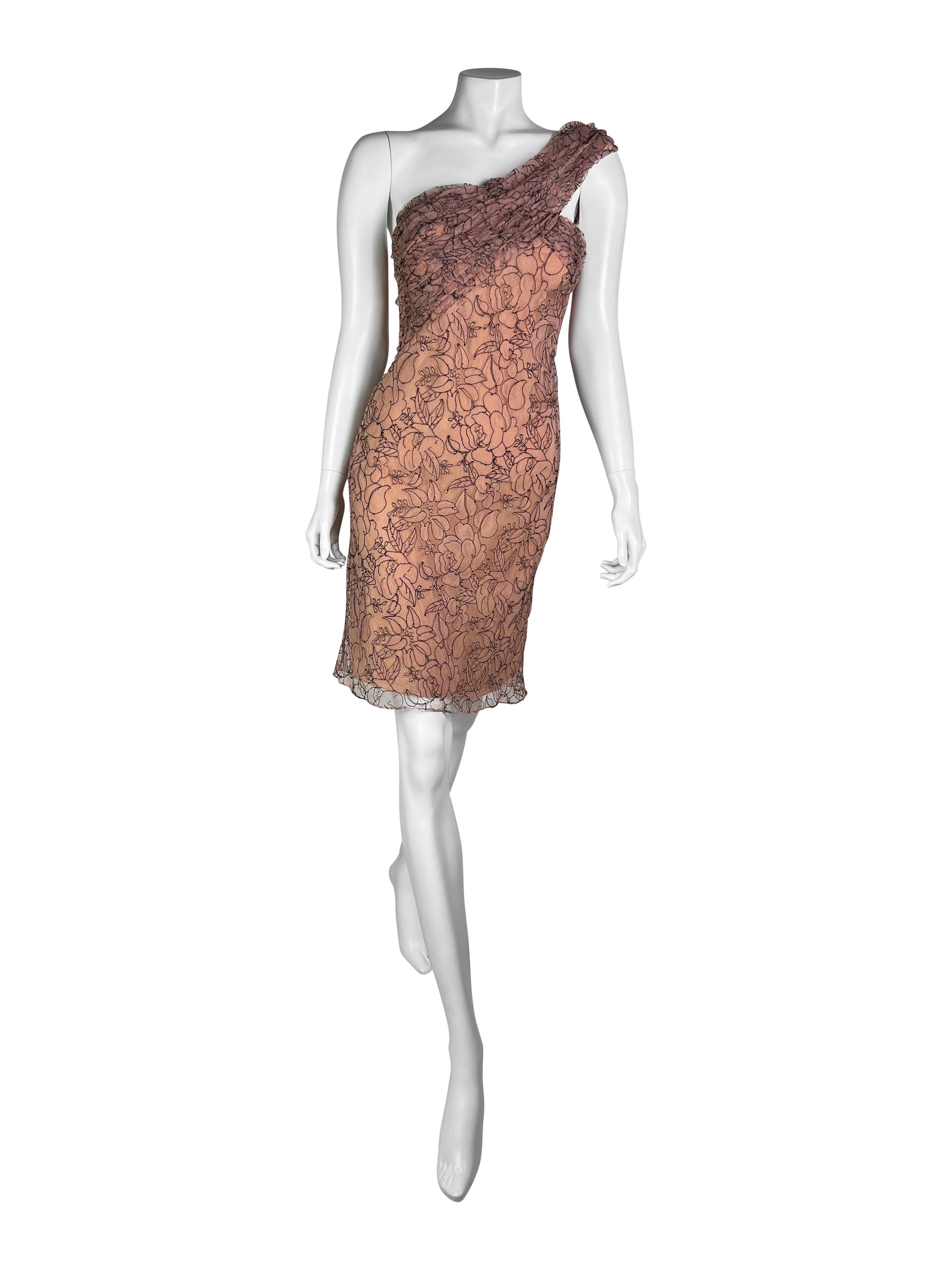 Brown SS 2006 Dior by John Galliano Lace Mini Dress For Sale