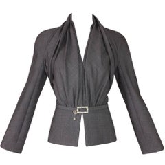 S/S 2007 Christian Dior John Galliano Pin-Up Gray Fitted Jacket w Crystal Belt