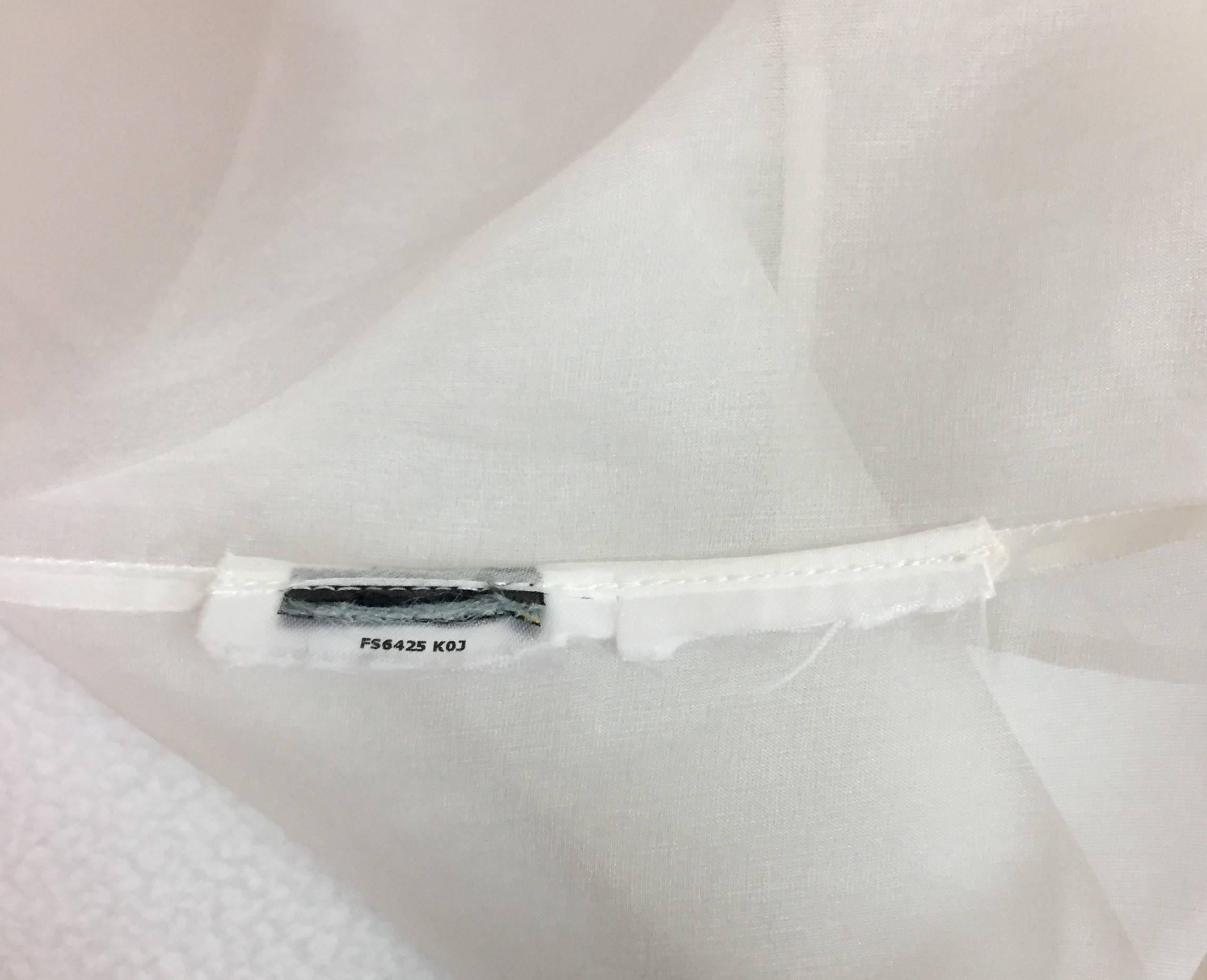 S/S 2014 Fendi Runway Sheer White Organza Silk Cropped Top Blouse In Good Condition In Yukon, OK