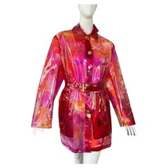 SS 2020 VERSACE RAIN COAT with JUNGLE PRINT in PINK Sz IT 38