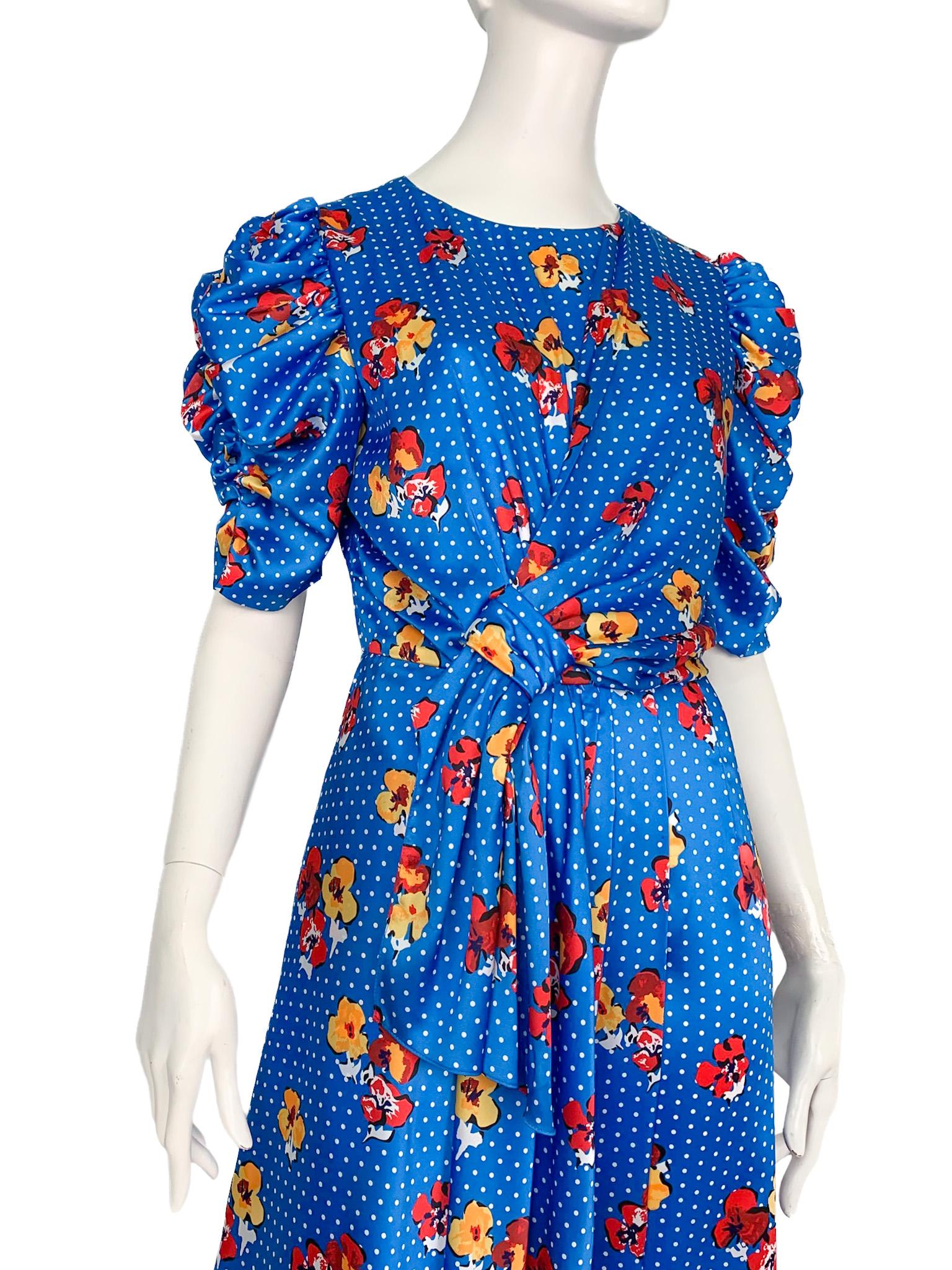 Women's SS 2022 Silk Ruffled Draped Floral Printed Silk Maxi Dress, Carolina Herrera