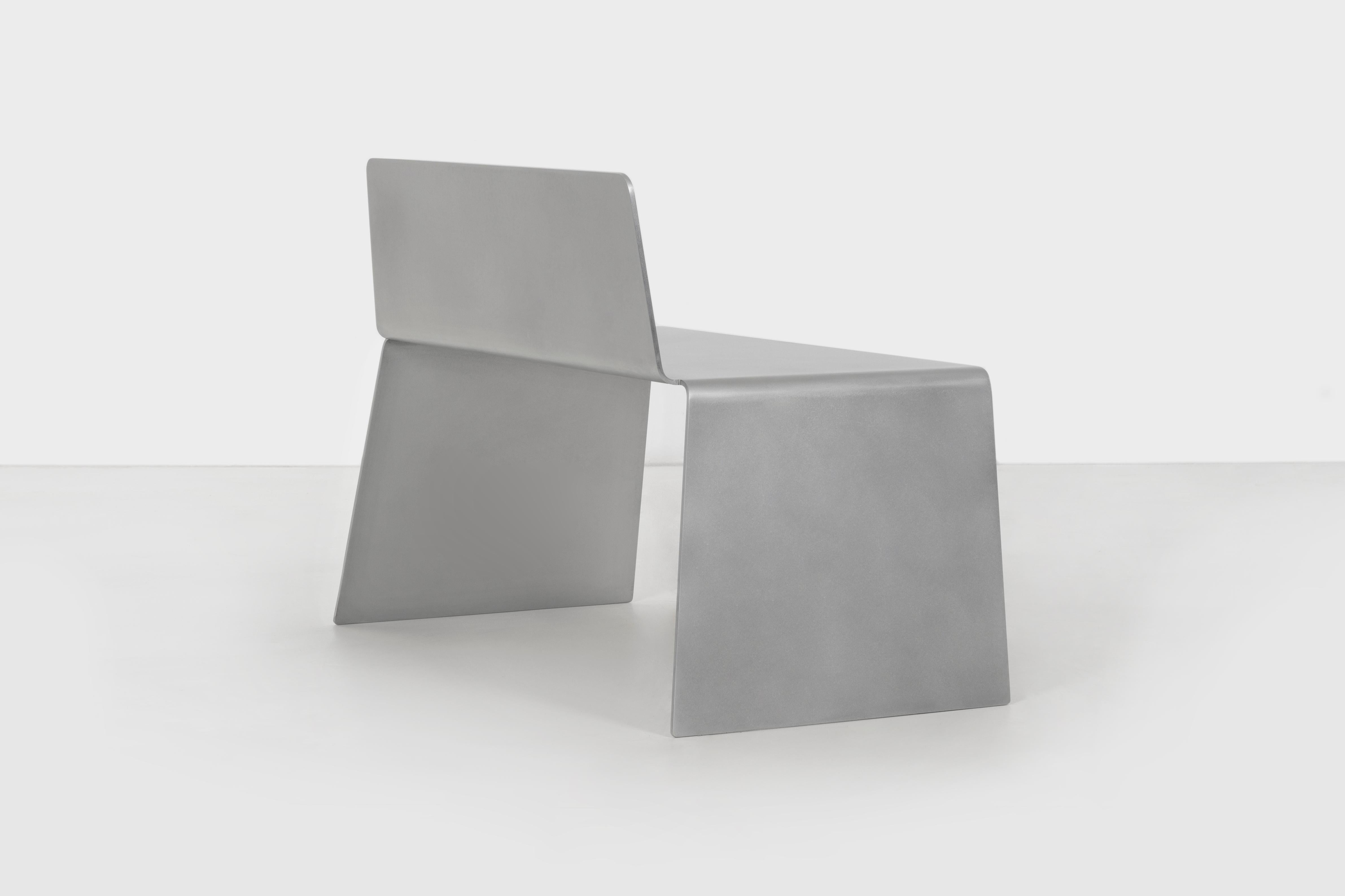 Minimalist SS Bench by Jonathan Nesci in Cut, Formed and Waxed Aluminum Plate For Sale