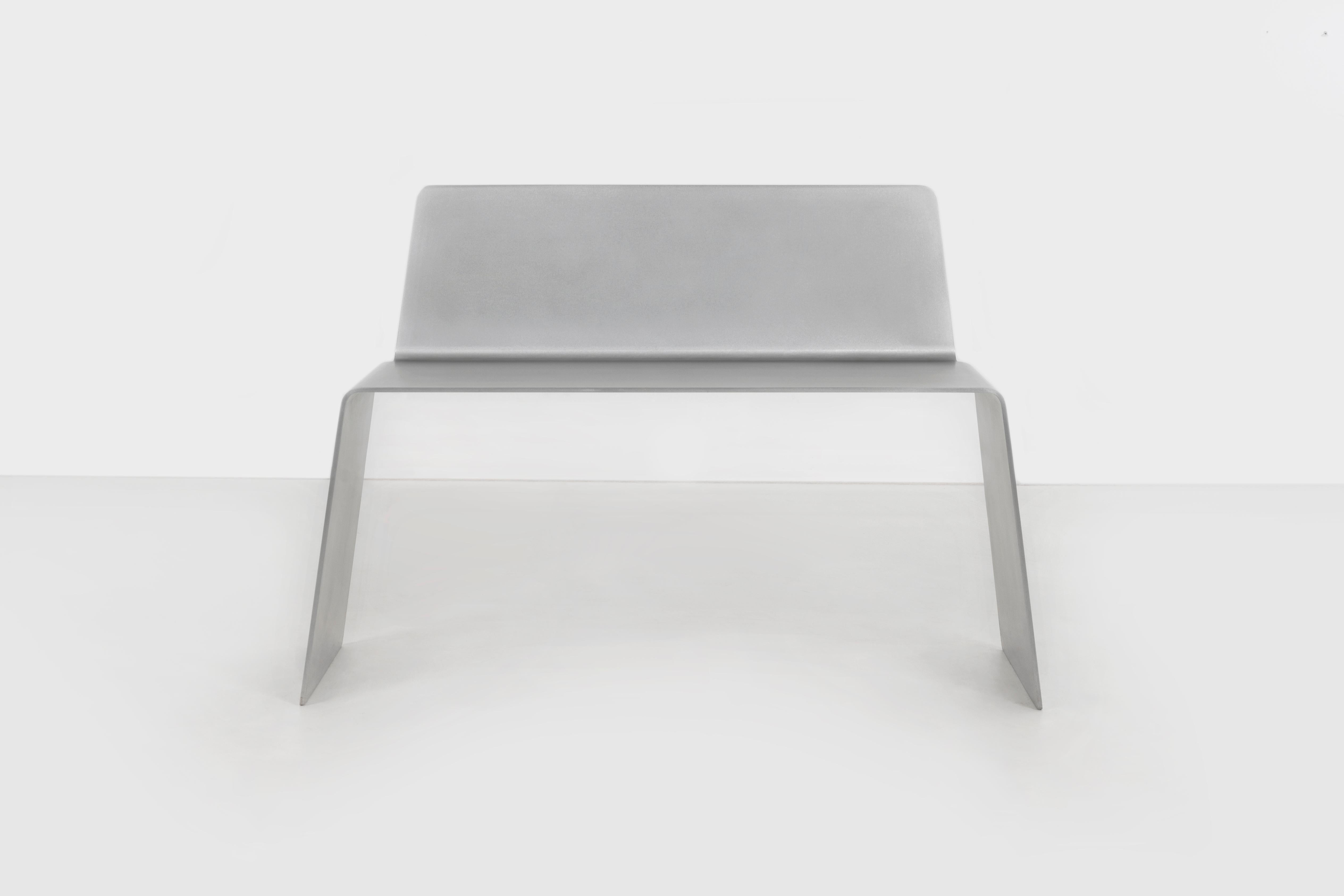 Polished SS Bench by Jonathan Nesci in Cut, Formed and Waxed Aluminum Plate For Sale