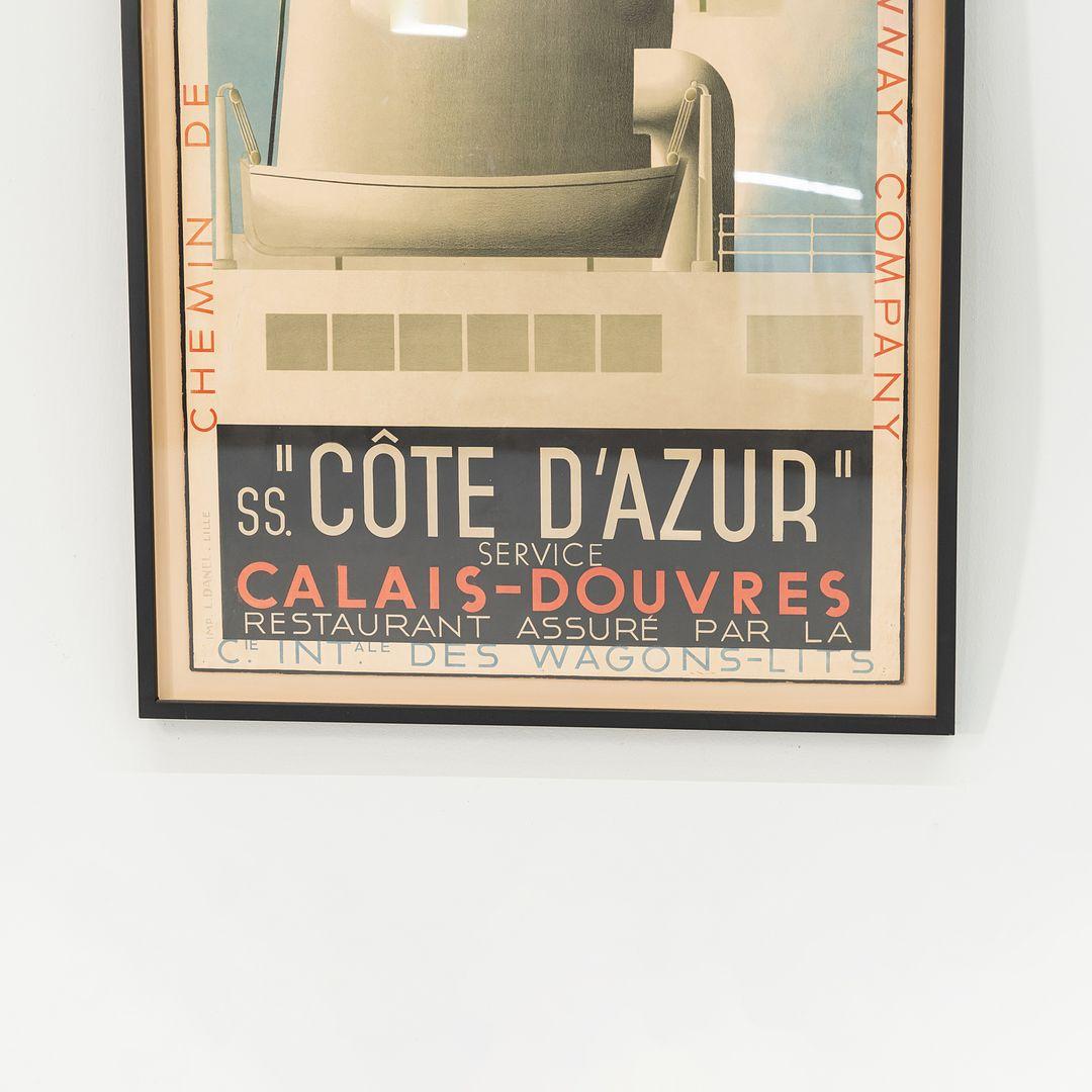 SS. COTE D'AZUR 1931 Chemin de Fer du Nord Reiseplakat Litho von Adolphe Mouron, COTE D'AZUR (Moderne) im Angebot