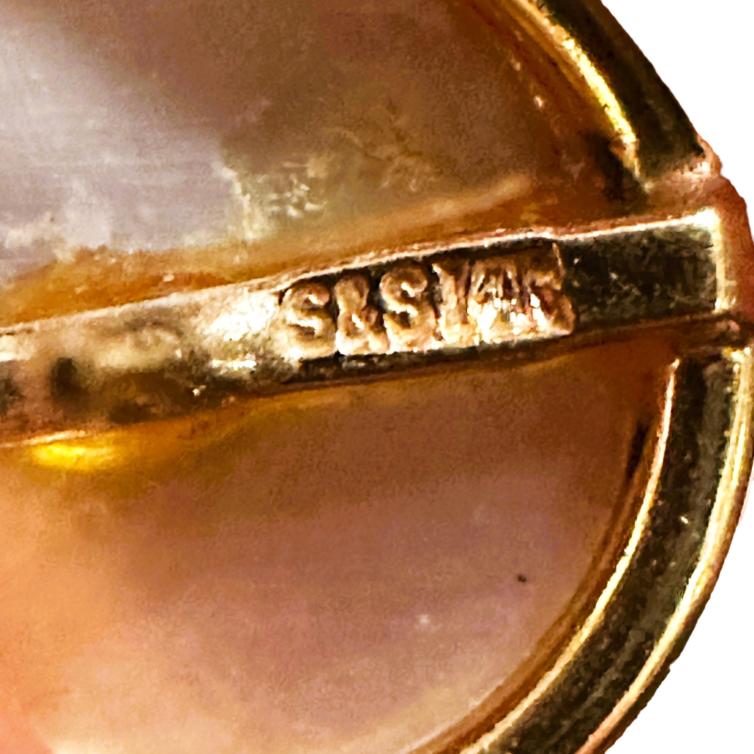 Clous d'oreilles Mabe en or jaune 14 carats du créateur S&S Fine Jewelry Designer Bon état - En vente à Eagan, MN
