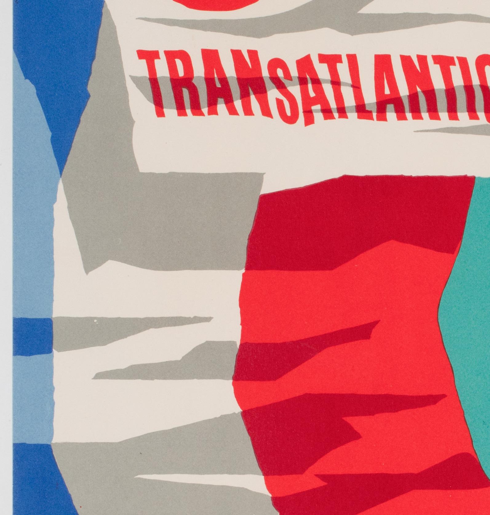 XX secolo SS France Cie Gle Transatlantique c1961 Poster di viaggio della linea francese Jean Jacquelin in vendita