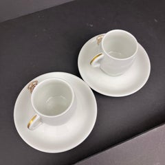 SS Normandie CGT Limoges France Espresso Cups & Saucers - a Pair