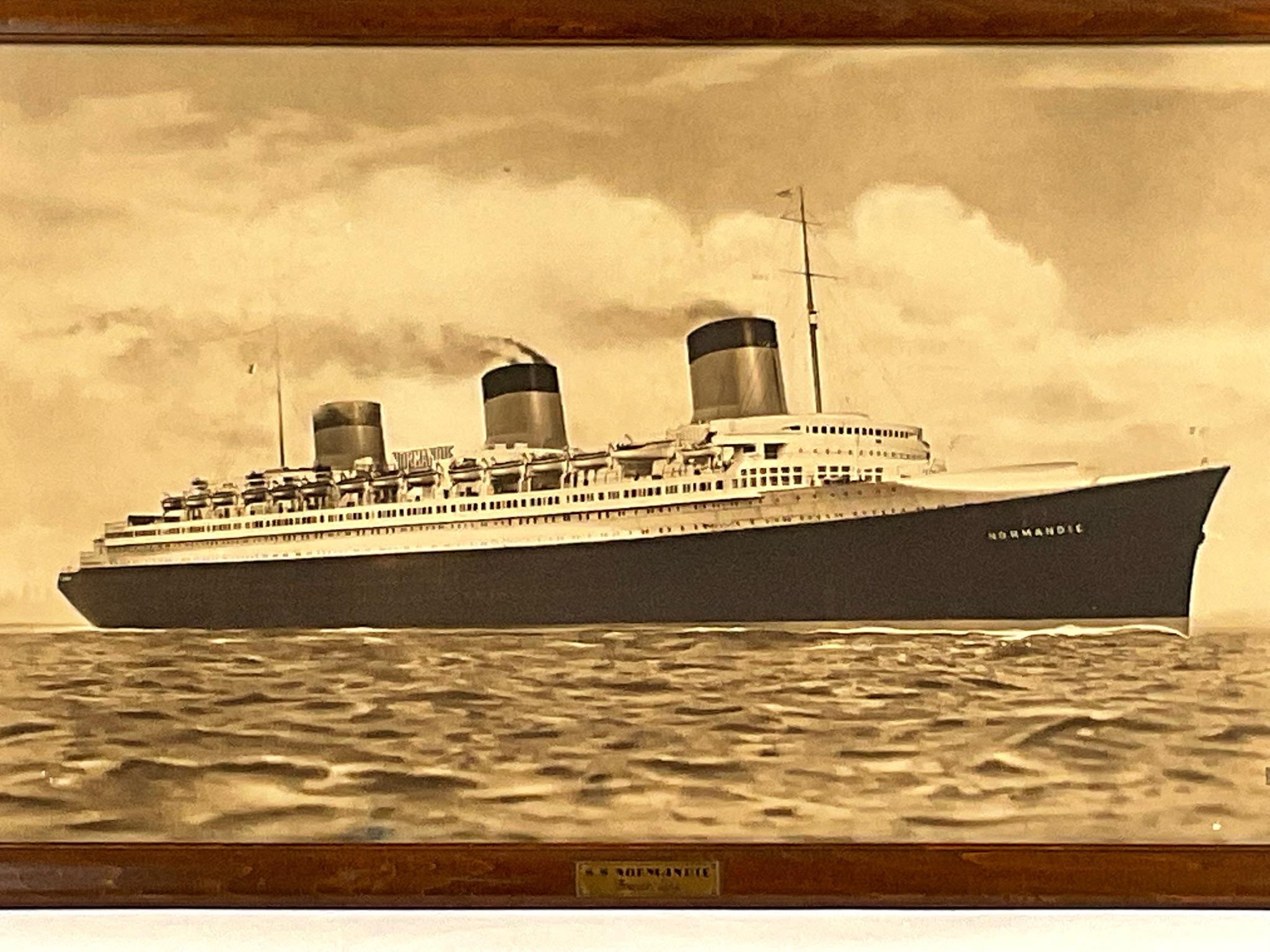 Lithographie en ligne française Normandie SS Bon état à Norwell, MA