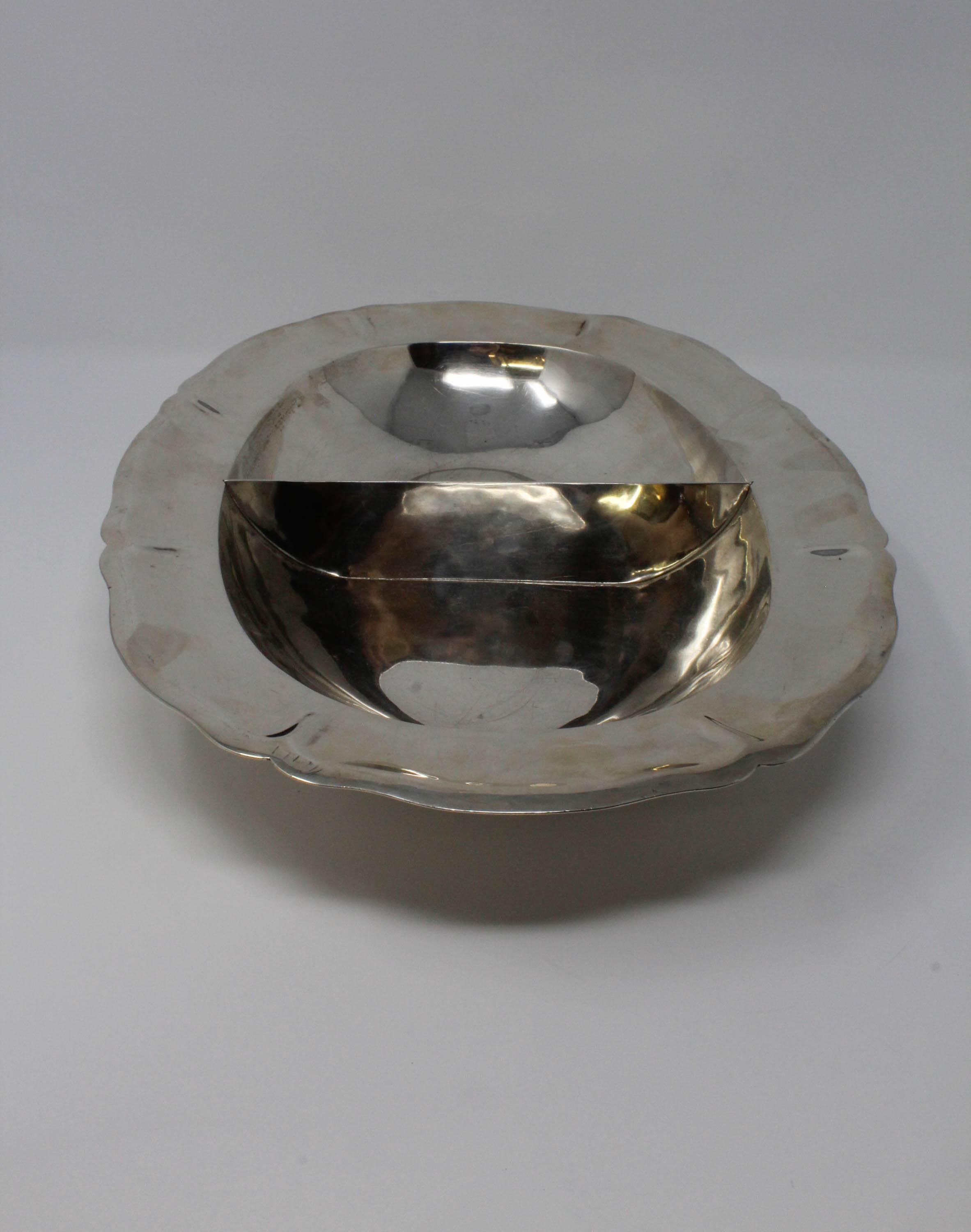 SS Oval Divided Dish, Maciel, circa 1950 In Good Condition For Sale In Santa Fe, NM