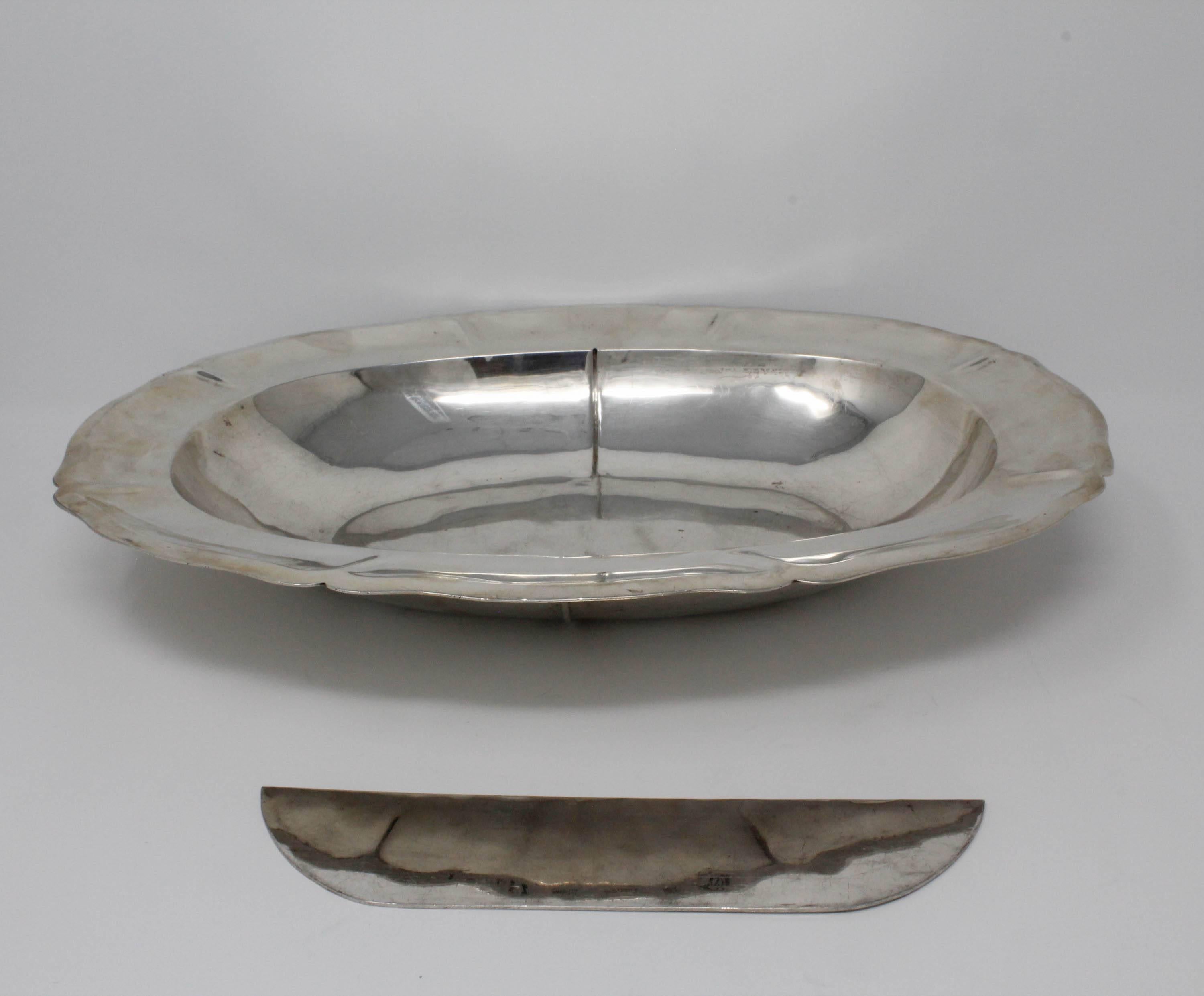 Women's or Men's SS Oval Divided Dish, Maciel, circa 1950 For Sale