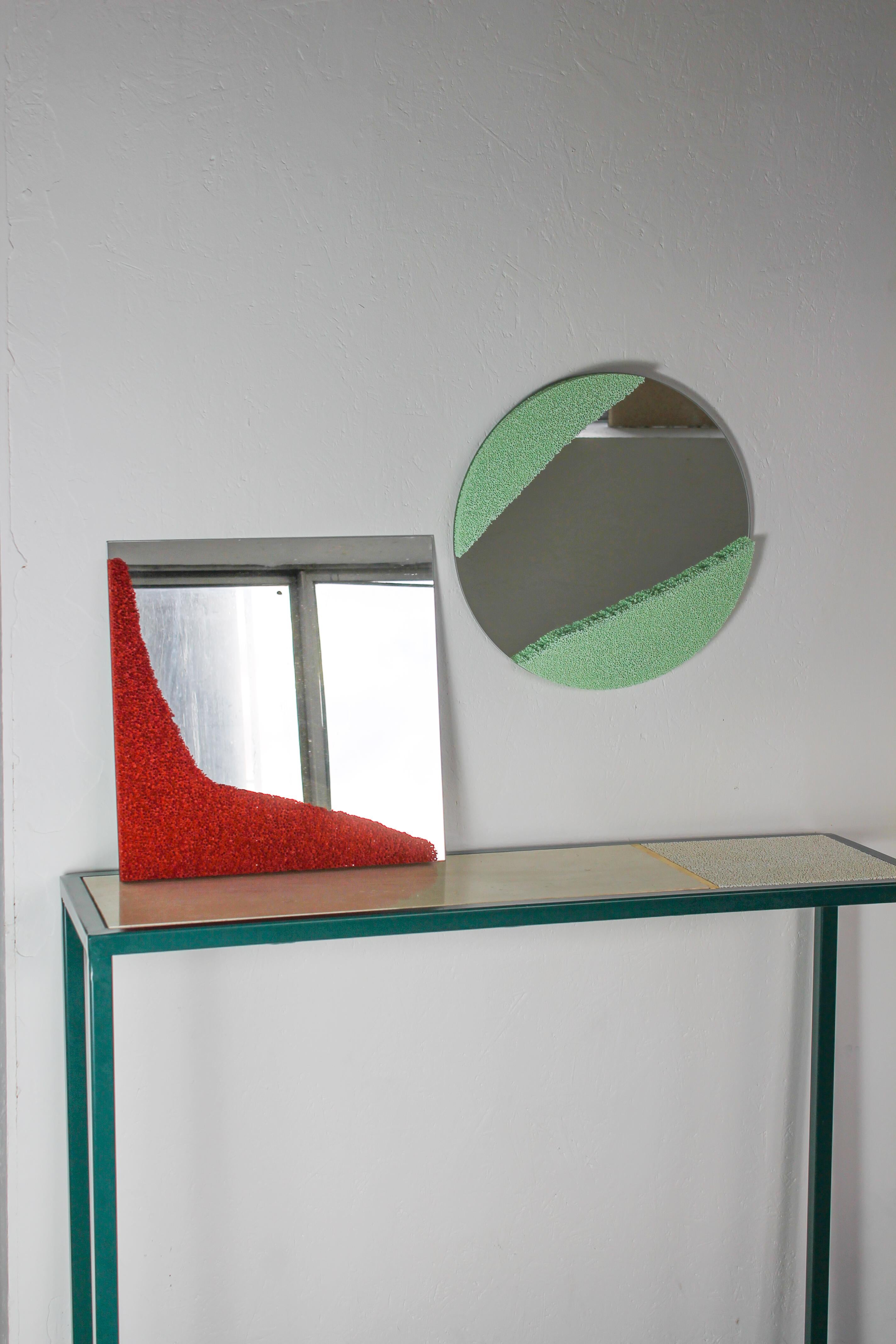 Contemporary SS, Small Square, Ceramic Foam Hanging Mirror by Jordan Keaney For Sale