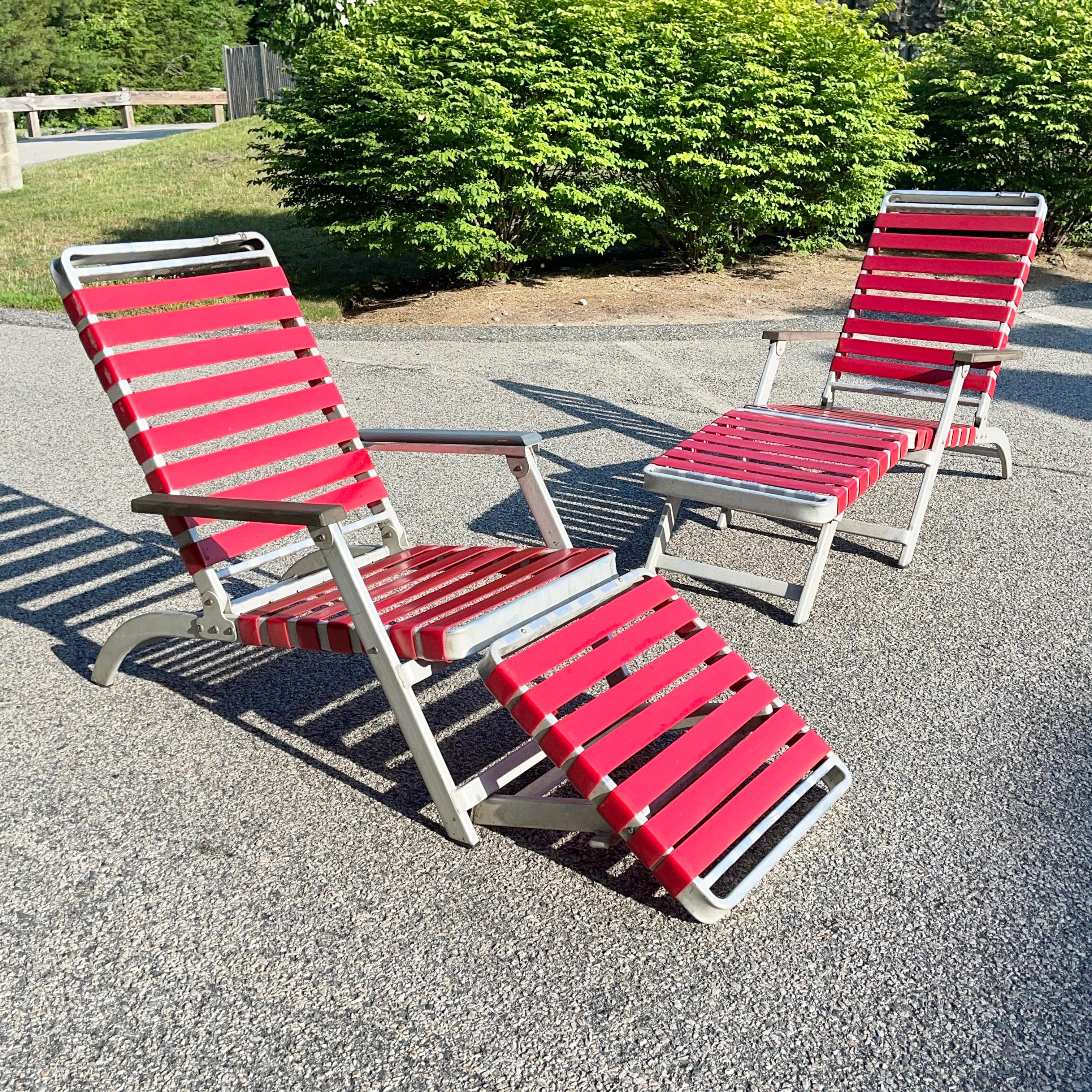 SS United States Pair of Folding Deck Chairs by Troy Sunshade Co. 5