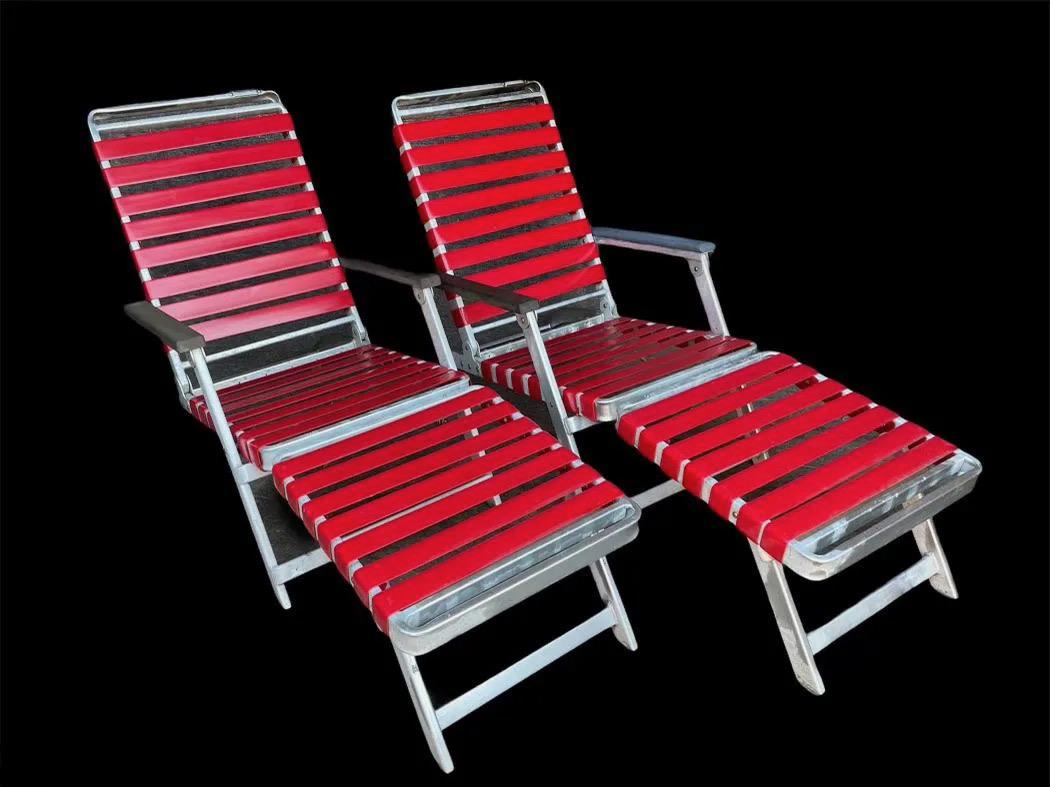 SS United States Pair of Folding Deck Chairs by Troy Sunshade Co. 7