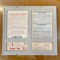 SS United States Sign Notice and Information for Passengers