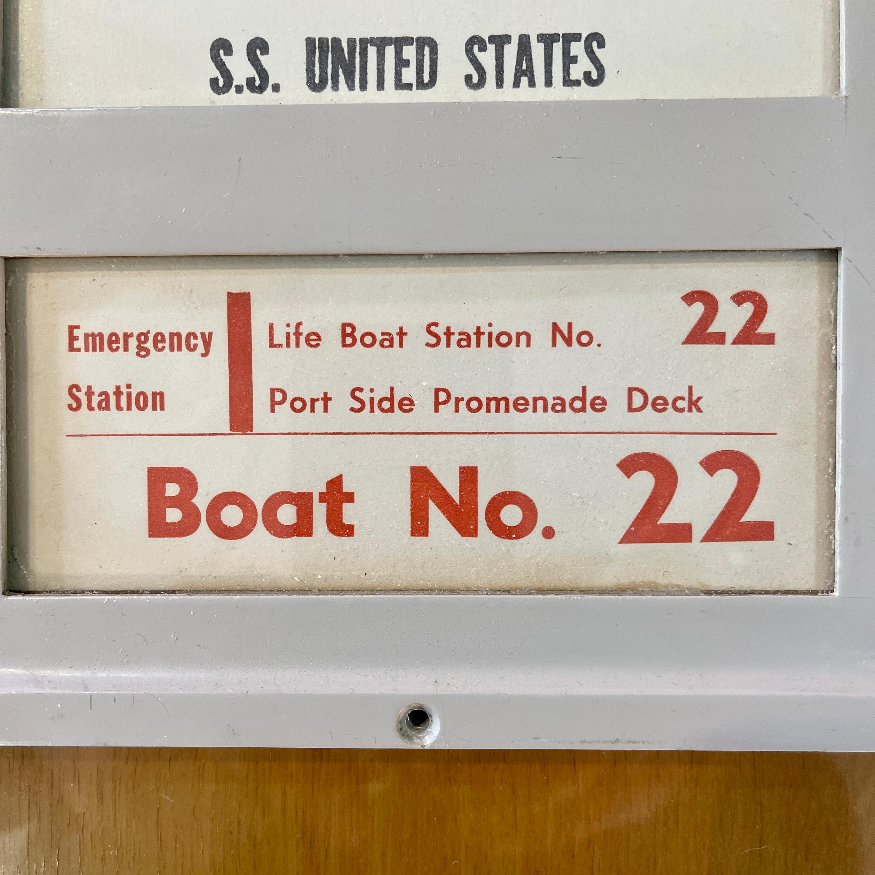 Mid-Century Modern SS United States Sign Notice and Information for Passengers For Sale