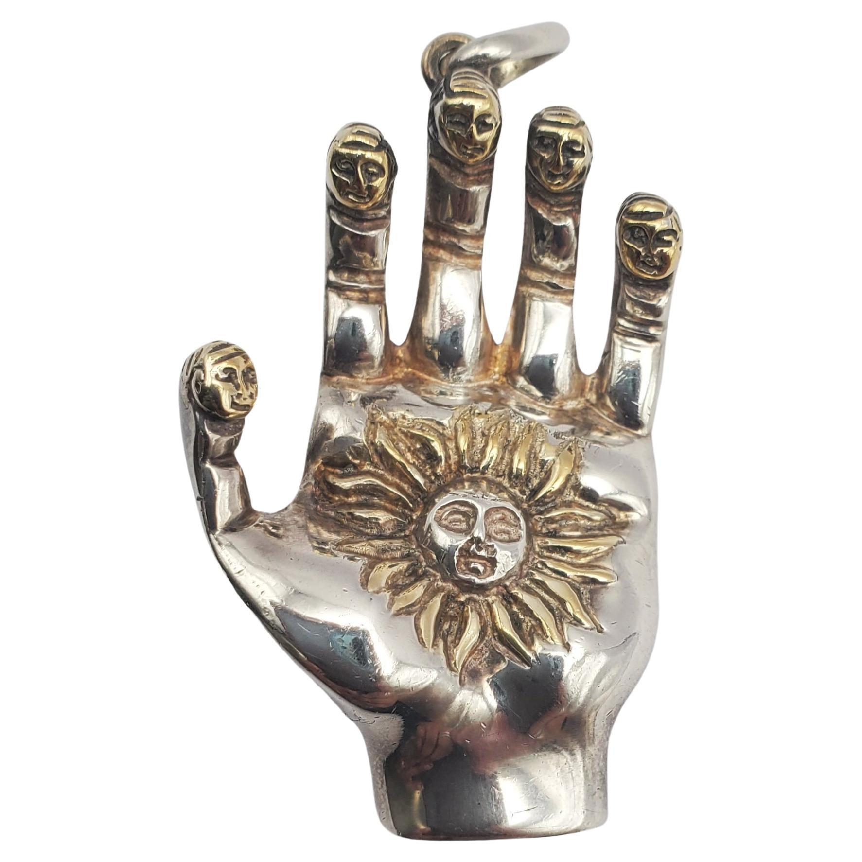 SS/YGP Unique Signed Sergio Bustamante Sculpted Hand Pendant