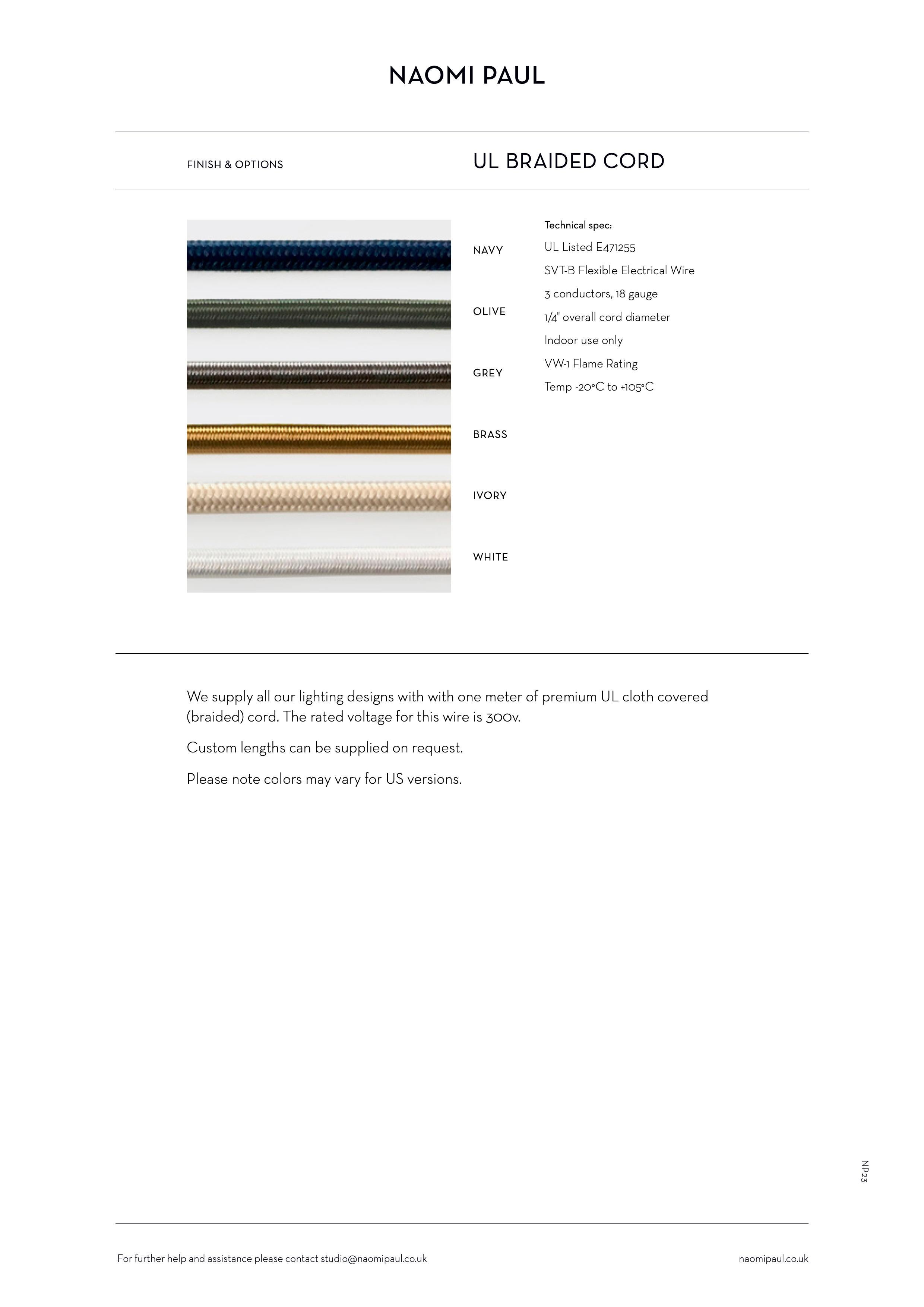 Brass SS01 50/50 Pendant Light Ø60cm/23.6in, Hand Crocheted in 100% Egyptian Cotton