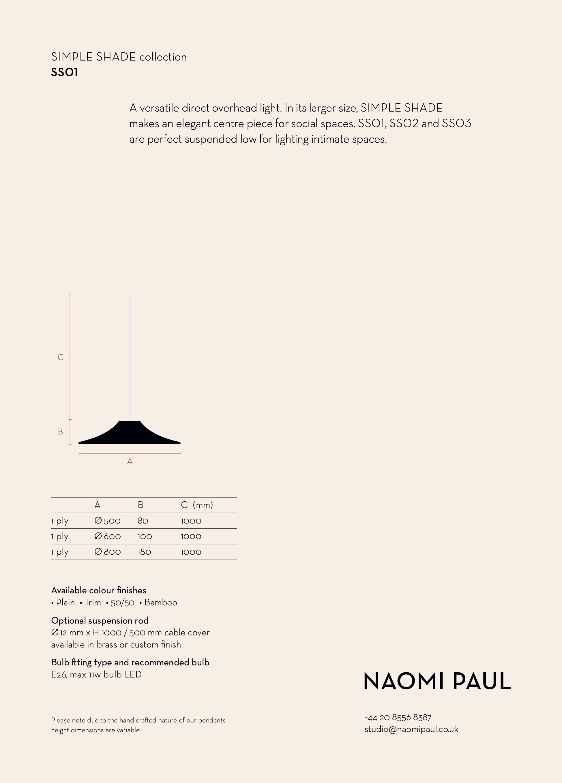 SS01 Pendelleuchte Ø50cm/19.7 in, handgehäkelt aus 100% ägyptischer Baumwolle (Messing) im Angebot