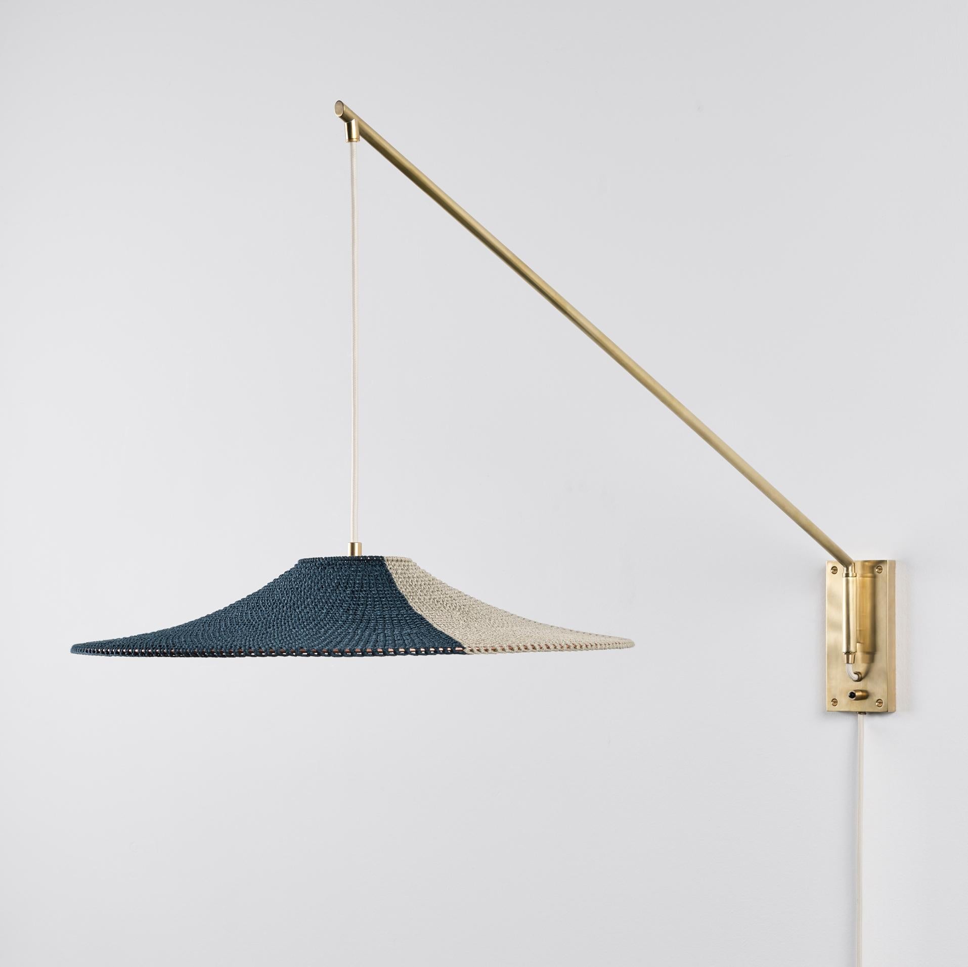 A direct light source, pivoting left and right for easy adjustment of light focus. SS01 Wall Arm Long is perfect for a social environment.

Our pendants and lighting designs are made using 100% Egyptian mercerised cotton cord. The yarn is first spun