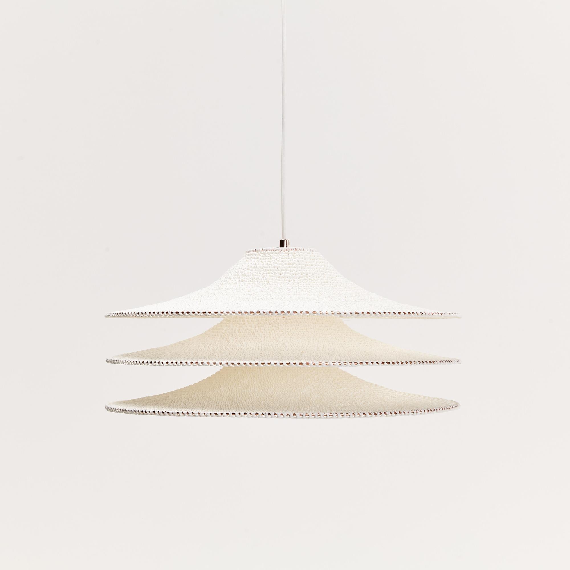 Hand-Crafted SS03 Pendant Light Ø30cm/12in, Hand Crocheted in 100% Egyptian Cotton For Sale
