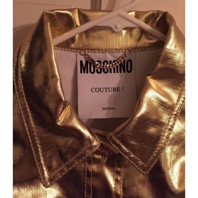 SS15 Barbie Moschino Couture x Jeremy Scott Gold Lamé Buttoned Collar Top It 40 For Sale 6