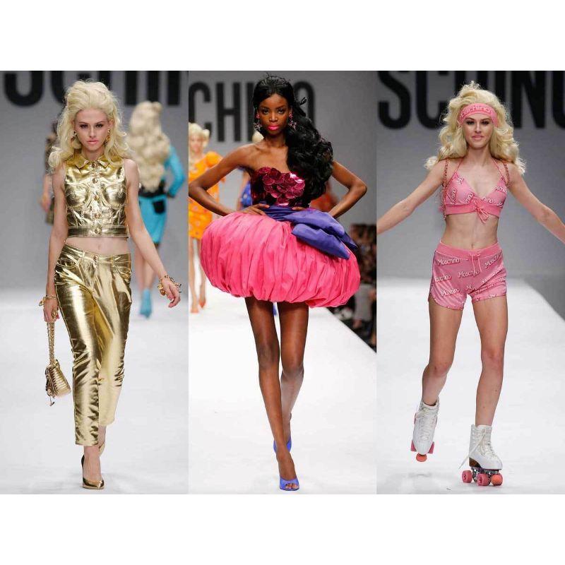 SS15 Barbie Moschino Couture x Jeremy Scott Gold Lamé Buttoned Collar Top It 40 For Sale 3