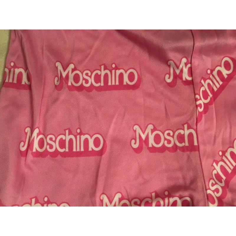 SS15 Moschino Couture Jeremy Scott Barbie Logo Satin Shorts Baby Pink Think Pink For Sale 1