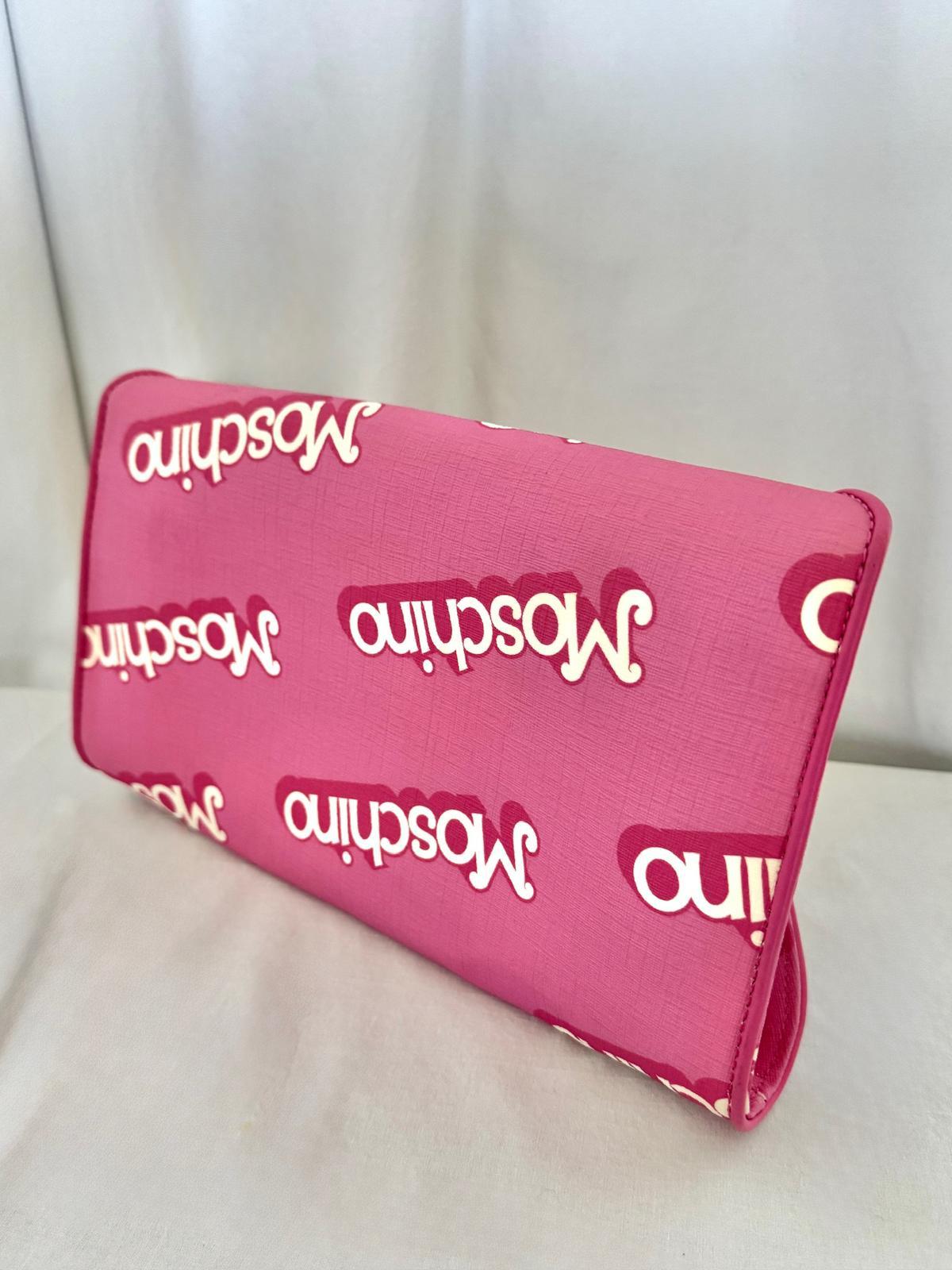 SS15 MOSCHINO Couture Jeremy Scott Barbie Pink Saffiano Logo Print Crossbody Bag 1
