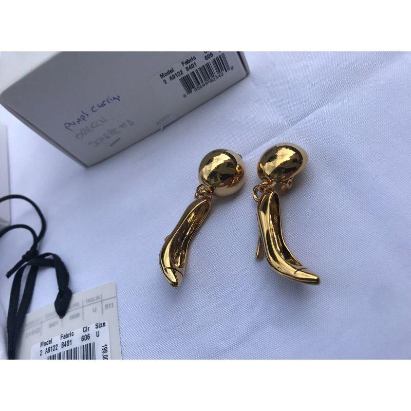 Women's SS15 Moschino Couture Jeremy Scott Metal Gold Pumps Clip-on Earrings Barbie For Sale
