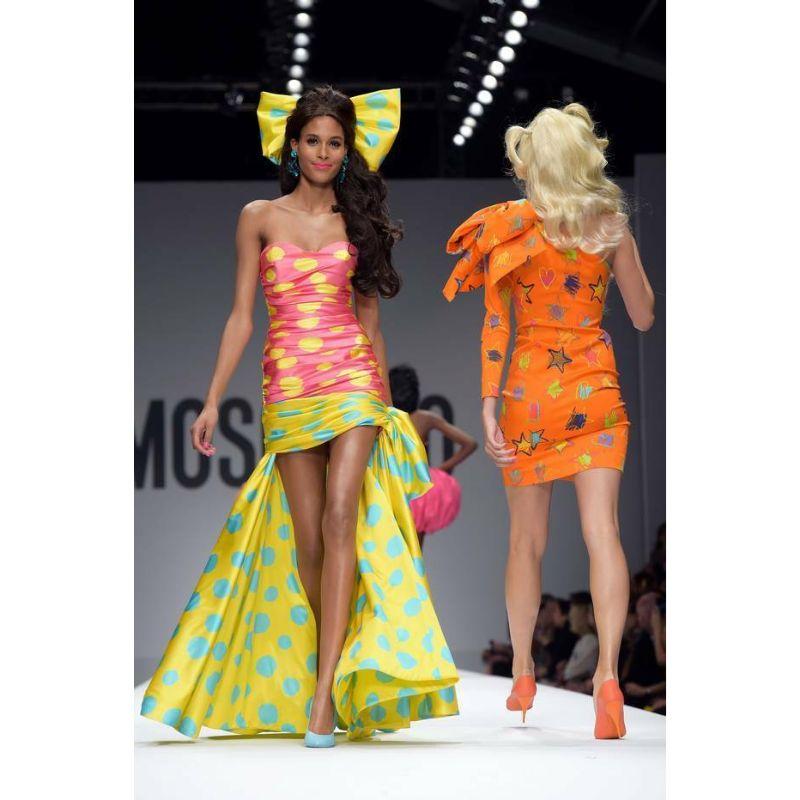 SS15 Runway Moschino Couture Jeremy Barbie Silk Pink Gown W/ Yellow Dots 5