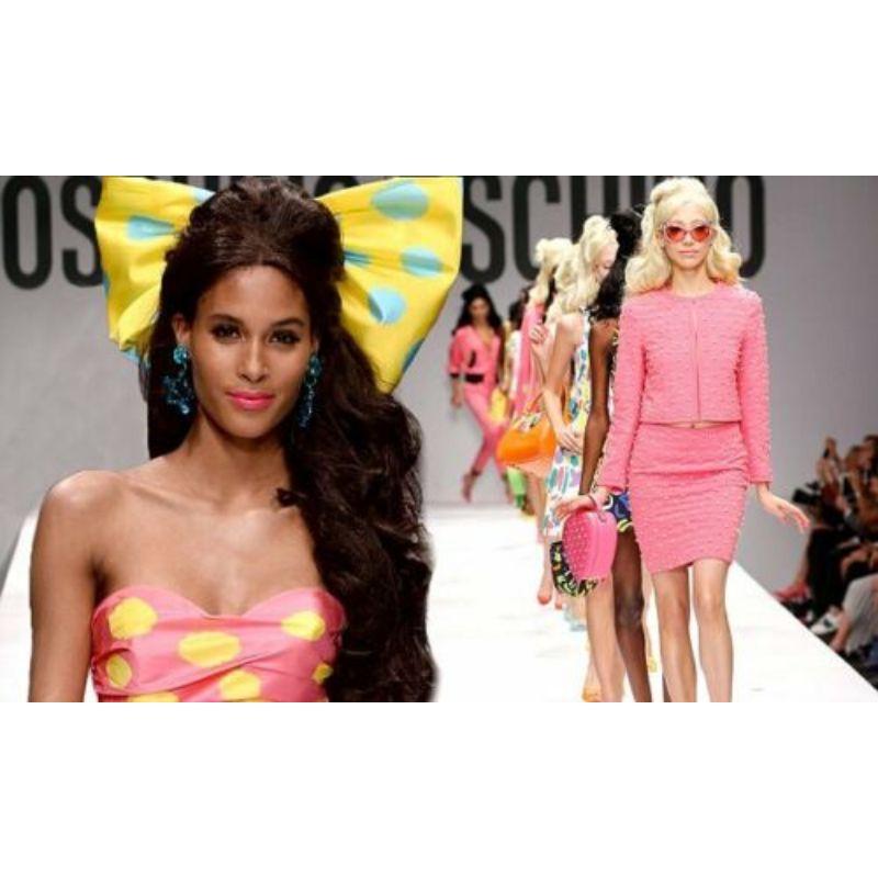 SS15 Runway Moschino Couture Jeremy Barbie Silk Pink Gown W/ Yellow Dots 6
