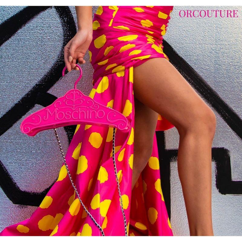 SS15 Runway Moschino Couture Jeremy Barbie Silk Pink Gown W/ Yellow Dots 1