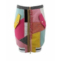 SS16 Moschino Couture Jeremy Scott Patchwork Skirt Gigi Hadid Deadstock 36 IT