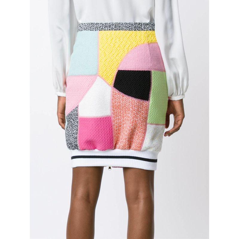 SS16 Moschino Couture Jeremy Scott Patchwork Skirt Gigi Hadid Deadstock 36 IT In New Condition For Sale In Palm Springs, CA