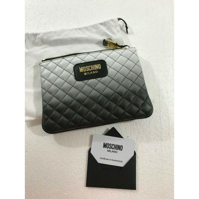 SS16 Moschino Couture Jeremy Scott Quilted Calfskin Degradè Clutch Pouch Bag For Sale 5