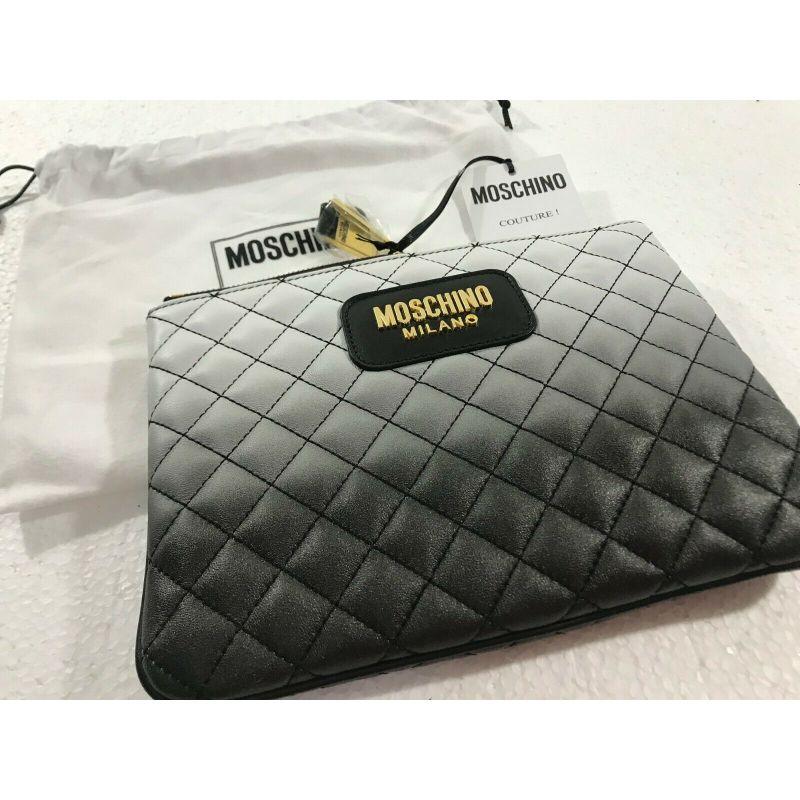SS16 Moschino Couture Jeremy Scott Quilted Calfskin Degradè Clutch Pouch Bag For Sale 6