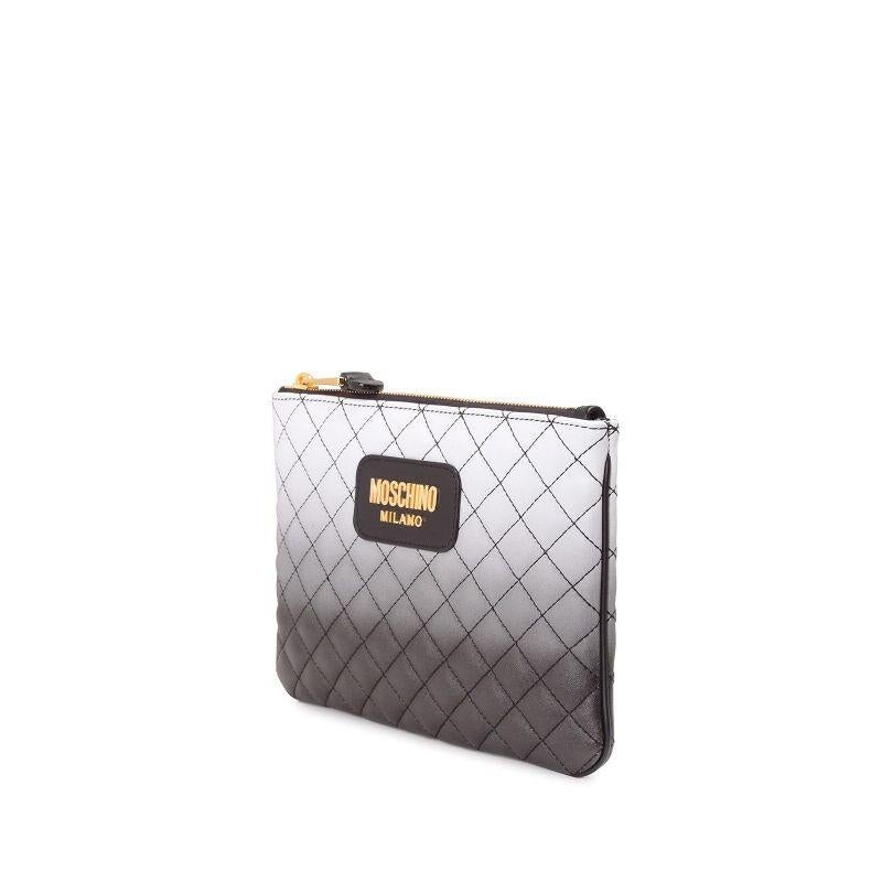 Gray SS16 Moschino Couture Jeremy Scott Quilted Calfskin Degradè Clutch Pouch Bag For Sale