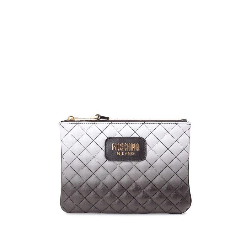 Women's SS16 Moschino Couture Jeremy Scott Quilted Calfskin Degradè Clutch Pouch Bag For Sale