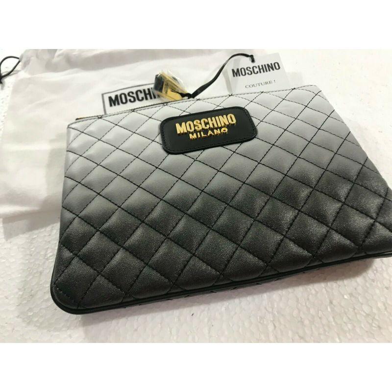 SS16 Moschino Couture Jeremy Scott Quilted Calfskin Degradè Clutch Pouch Bag For Sale 3