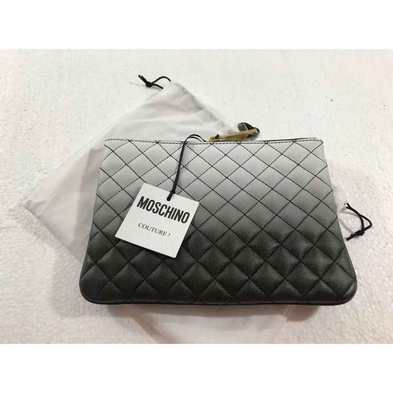 SS16 Moschino Couture Jeremy Scott Quilted Calfskin Degradè Clutch Pouch Bag For Sale 4