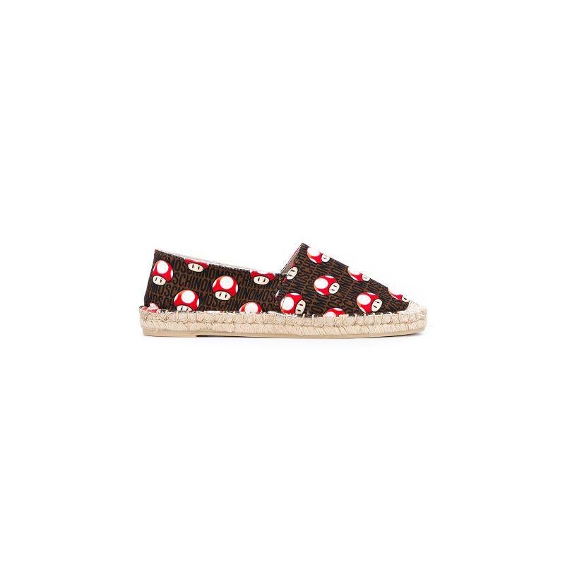 SS16 Moschino Couture x Jeremy Scott Super Mario Mushroom Canvas Espadrilles

Additional Information:
Material: Canvas 
Color: Brown/Red/Black/White
Pattern: Super Mario Mushroom    
Style: Espadrilles 
Size: 8
Theme: Super Moschino Mushroom
100%