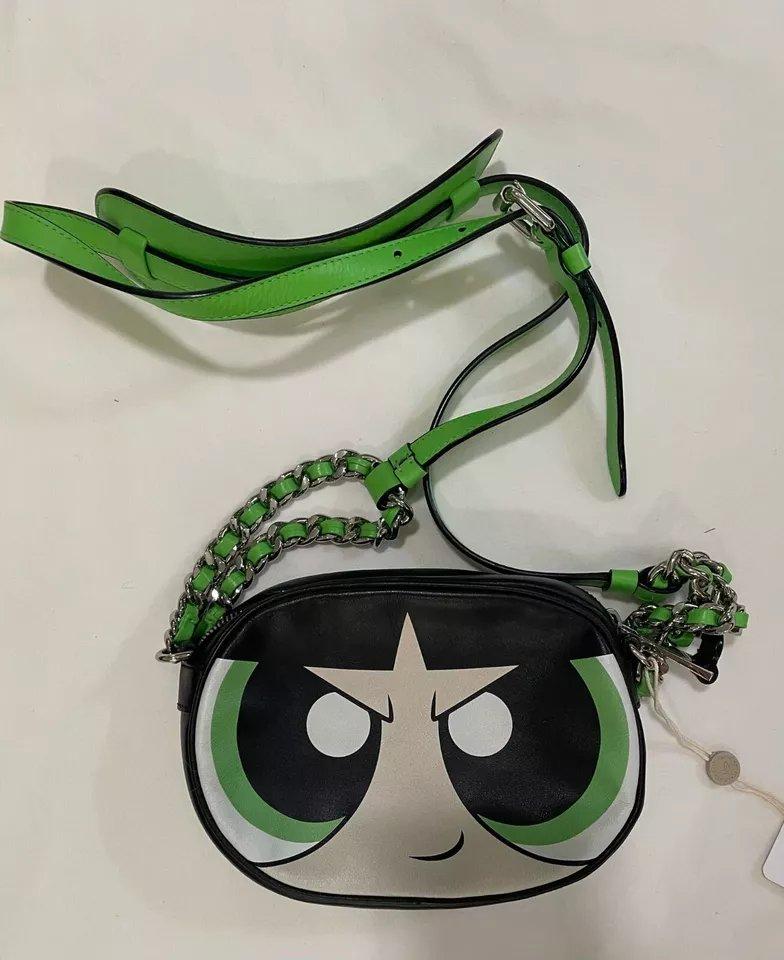 SS16 Colección cápsula MOSCHINO Powerpuff Girls Buttercup Crossbody Bag Green Negro en venta