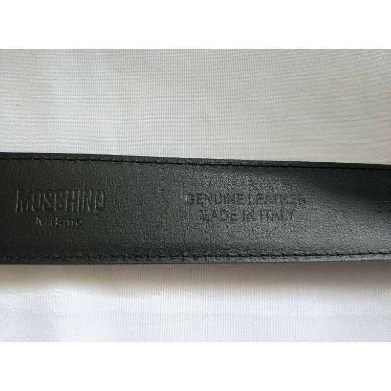 SS17 Moschino Couture Jeremy Scott Black Leather Belt with Silver Lettering Logo In New Condition For Sale In Matthews, NC