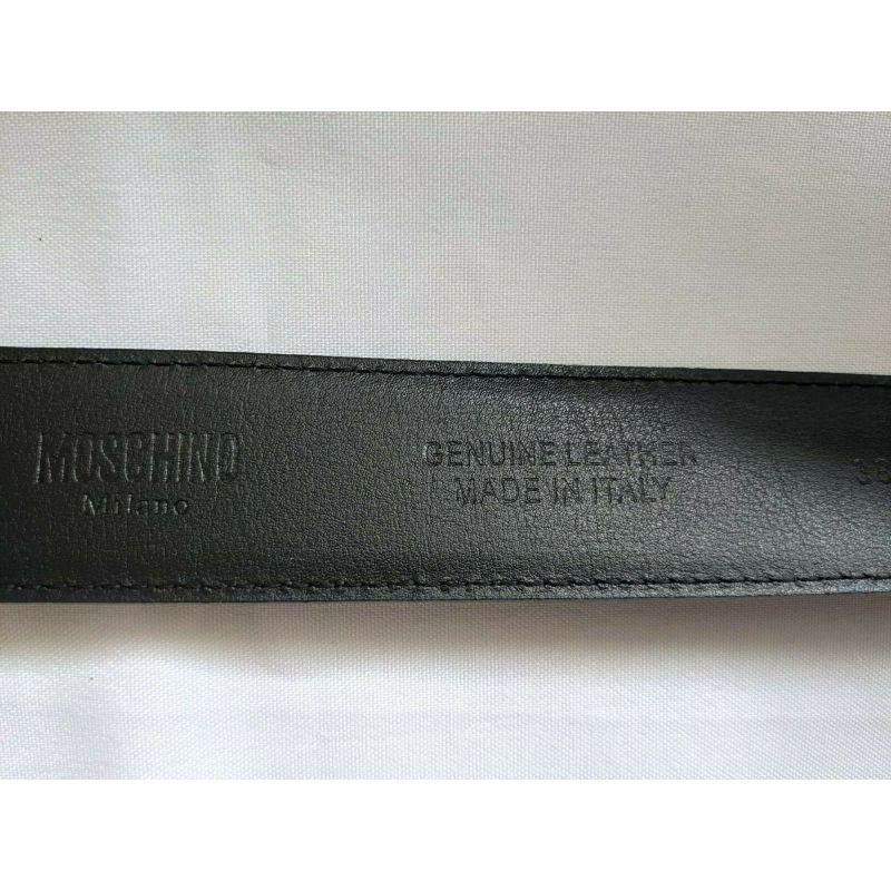 SS17 Moschino Couture Jeremy Scott Black Leather Belt with Silver Lettering Logo In New Condition For Sale In Los Angeles, CA