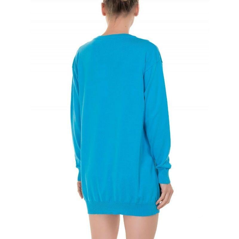 Bleu Mini robe bleu clair Moschino Couture Jeremy Scott Crowned Teddy Bear SS17 en vente