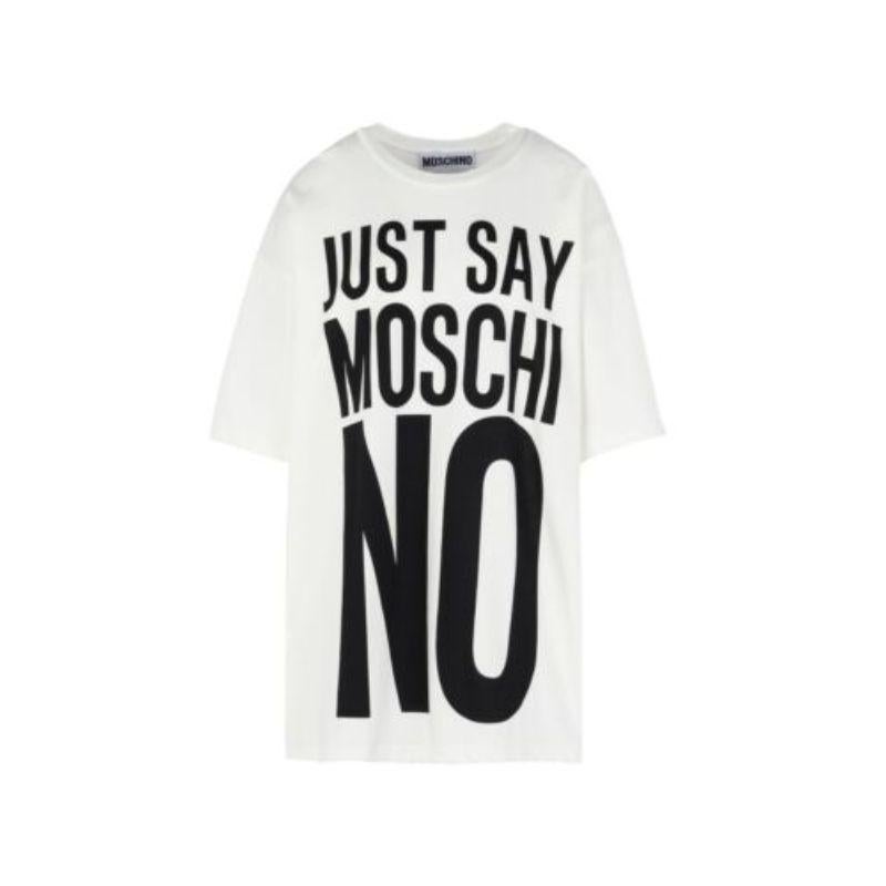 SS17 Moschino Couture Jeremy Scott JustSayMoschino Cotton White Black T-shirt

Additional Information:
Material: 100% Cotton
Color: White / Black    
Pattern: Just Say Moschino       
Style: Graphic Tee    
Size: 2XS, XS, S
100%