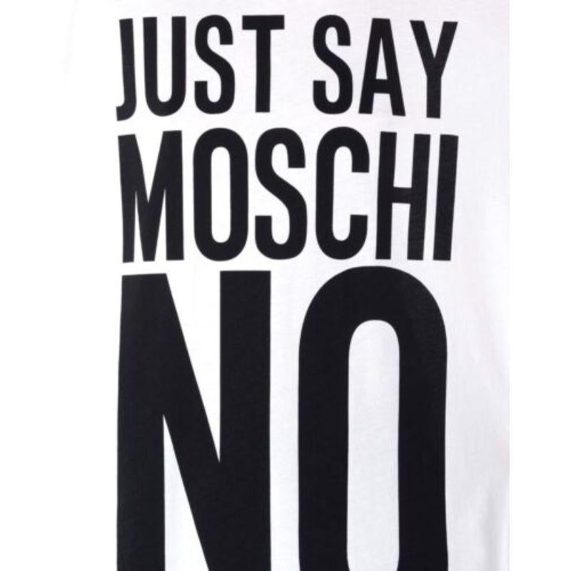 SS17 Moschino Couture Jeremy Scott JustSayMoschino Cotton White Black T-shirt In New Condition For Sale In Palm Springs, CA