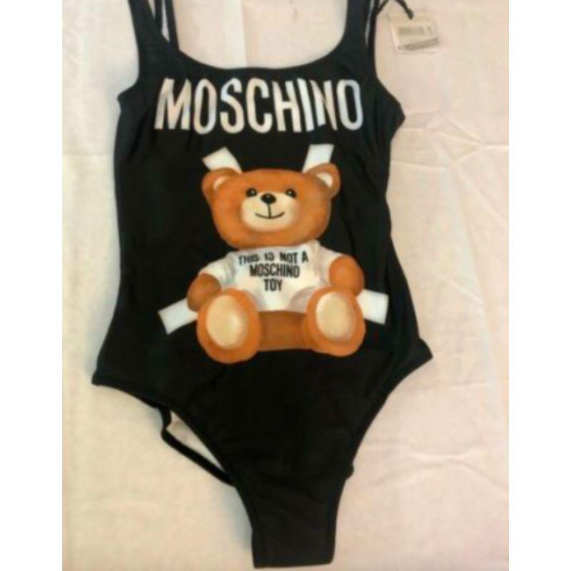 Women's SS17 Moschino Couture Jeremy Scott Teddy Bear Paper Doll Black 1 Piece Swimsuit